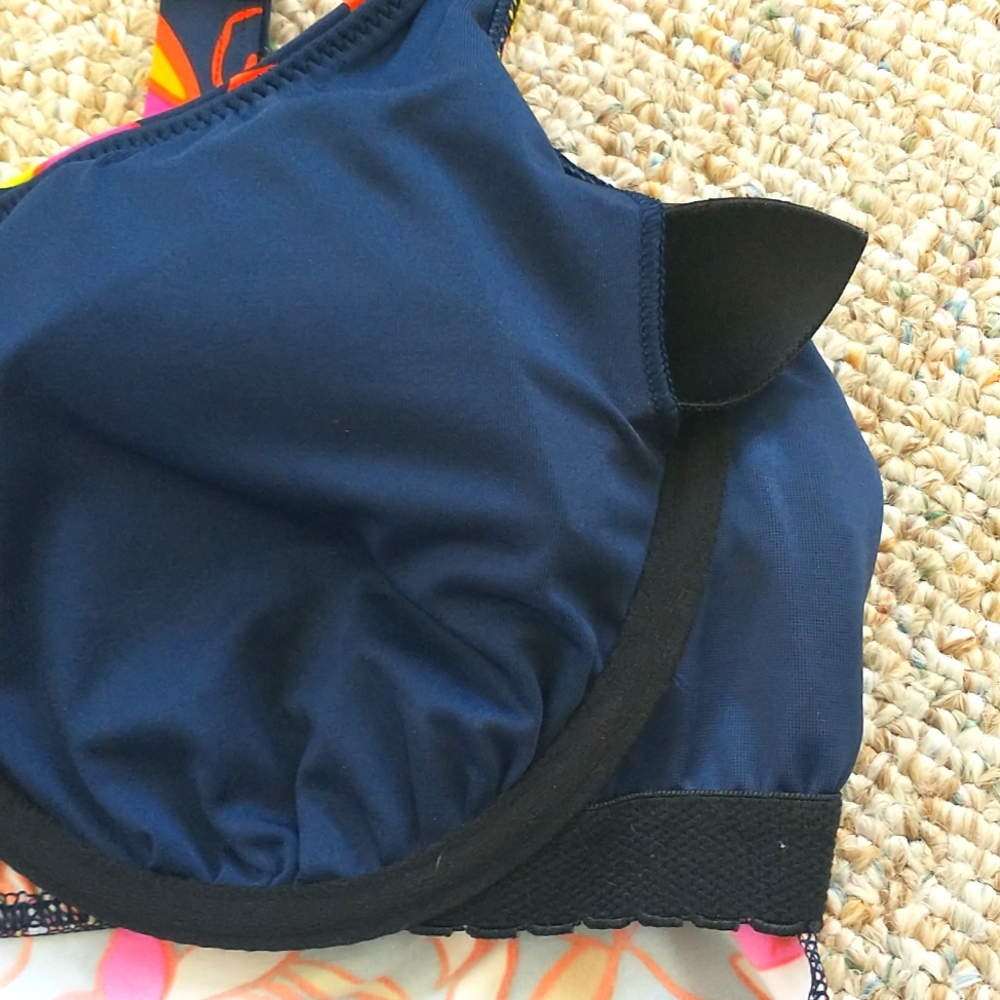 Lands' End Square Neck Floral Print Tankini Swim Top 12D - Picture 6 of 7